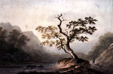 Paisagem com rio e montanhas