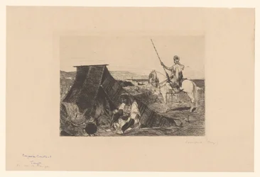 Paisagem com tenda e cavaleiro Gravuras de vários gravadores de 1877 (título da série) L