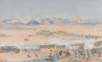 Avanço dos 9º e 10º Batalhões Sudaneses do Exército Egípcio na Batalha de Toski, 3 de Agosto de 1889 (aguarela)