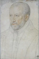 Retrato de Pierre de Ronsard (1524-1585) por Foulon, Benjamin (ca 1550-ca 1612). Giz preto e sangue sobre papel, tamanho : 33x23, Segunda metade do 16º cen., State Hermitage, St. Petersburg