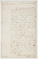 Carta autografada para Sra. Ann Penn, Londres, 20 de novembro de 1766 (caneta e tinta no papel)