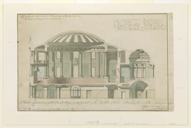 Seção de US Capitol South Wing, 1803 (caneta e tinta com lavagem no papel)