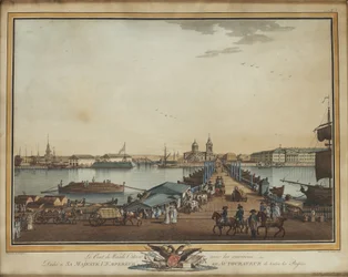 A ponte de câmbio na ilha Vasilievsky, 1799