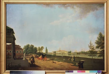 Vista do Palácio de Kamenny (Ilha de Pedra), São Petersburgo. Pintura por Benjamn Paterssen (1748-1815), óleo sobre tela