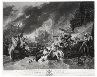 Batalha de Haia, 29 de maio de 1692, gravada por William Woollett (1735-85) 1781 (aquatint)