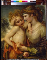 Vénus consolando Cupido picado por uma abelha. Pintura de Benjamin West (1738-1820)