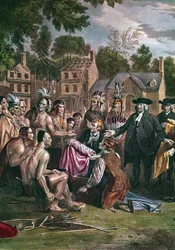 William Penn, colono quaker inglês, tratando com nativos norte-americanos, 1682 1771-1772