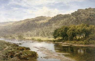 No Llugwy abaixo de Capel Curig (óleo sobre tela)