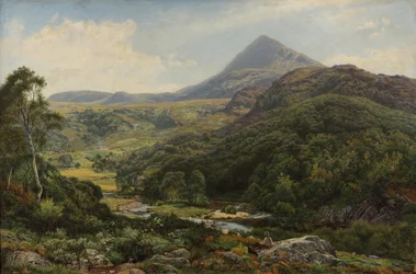 Vale tranquilo entre as colinas galesas, 1860