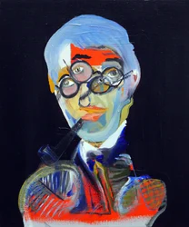 50 Grandes Escritores da História: Jean-Paul Sartre, 2015 (óleo e acrílico sobre tela)