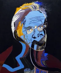50 Grandes Escritores da História : Patrick Modiano, 2015 (óleo e acrílico sobre tela)