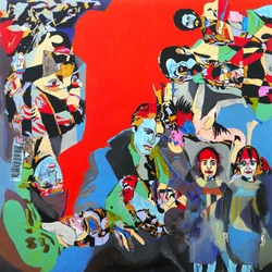 Marlon, Steve, Diane et les autres, 2017 (óleo e acrílico sobre tela)