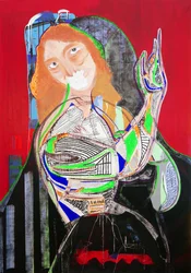 Surpeinture : Saint Jean-Baptiste, 2020 (óleo, papel e acrílico sobre tela)