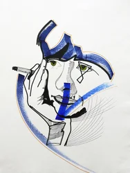 Surportrait : Françoise Sagan 1, 2019 (acrílico sobre papel)