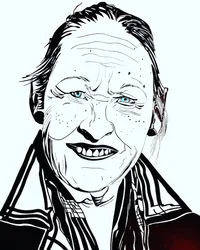 Surportrait : Joséphine Bacon 1, 2021 (acrílico sobre papel)