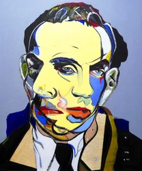 Surportrait : Louis-Ferdinand Céline, 2023 (óleo sobre painel de madeira)
