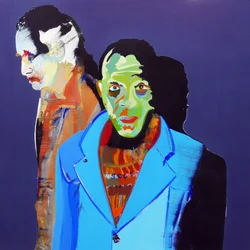 Surportrait: Three migrants  Sébastien, 2020 (óleo sobre tela)