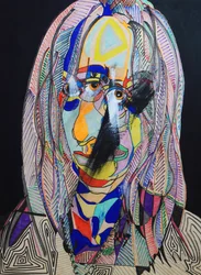 Surportrait : Virginie Despentes, 2021 (óleo e acrílico sobre painel de madeira)