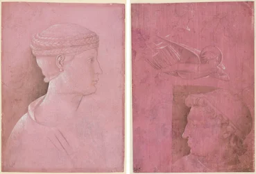 Busto de Mulher (reto); Cabeça de um homem, dois estudos do perfil de uma mulher e um estudo de um anjo (verso)