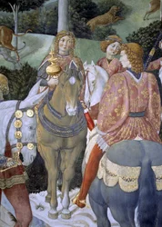 Pormenor do ciclo Viagem dos Reis Magos na capela, c.1460 (fresco)