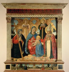 Madonna e criança com SS. Andrew e Prosper, 1466 (tempera e folha de ouro no painel)