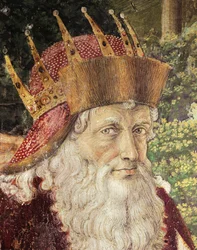 Procissão dos Reis Magos por Benozzo Gozzoli (1420-1497), fresco. Detalhe. Capela do Palazzo Medici Riccardi, Florença.