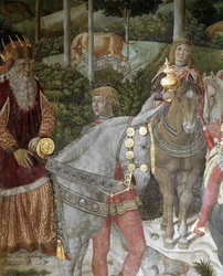 A Viagem dos Reis Magos. Detalhe representando Joseph Patriarca de Constantinopla entre 1261 e 1276 - Fresco