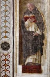 Representação de Santa Dominica de Guzman (ca. 1170-1221) (São Domingos) Fresco por Bernardino Butinone (1435-1507) 1482-1486 Basílica de Santa Maria delle Grazie Milão Itália