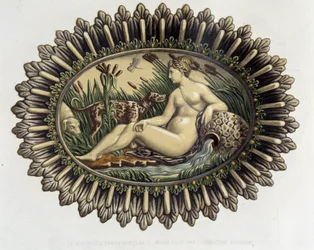 La ninfa de Fontainebleau - Plat céramique, em "The work of Bernard Palissy" de C. Delange e C. Borneman, Paris