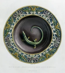 Plate au lizard - Plet céramique, em "The work of Bernard Palissy" de C. Delange e C. Borneman, Paris