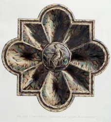 Placa jaspé com compartimentos - Placa cerâmica, em "A obra de Bernard Palissy" de C. Delange e C. Borneman, Paris