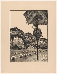 Paisagem dunar com tremonhas de feno