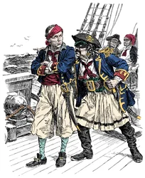 Dois piratas a ameaçar Ilustração de Bernard Partridge (1861-1945) de 