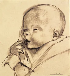 A Baby (lavagem de caneta e tinta no papel)
