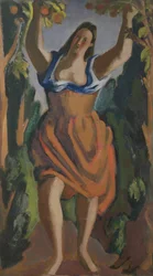 Colheita de fruta, c.1940 (óleo sobre tela)