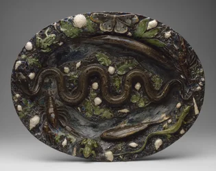 Utensílios rústicos: Prato com ornamentos de animais e plantas, segunda metade do século XVI