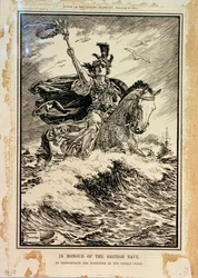 Em Honra da Marinha Britânica. Para comemorar a rendição da frota alemã. Capa da Punch, 27 de novembro de 1918