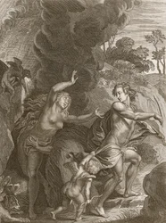Orfeu, liderando Eurydice do inferno, olha para trás e perde a eternidade, 1731
