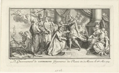 Pedro, o Grande, coroa sua esposa Catarina I como Imperatriz, 1726