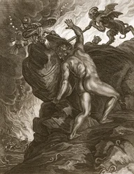 Sísifo empurrando sua pedra até uma montanha, 1731