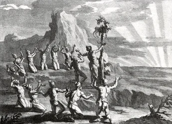 Adoração do sol pelos índios nativos da América do Norte