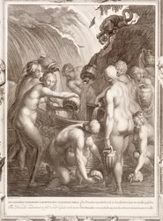 Os Danaids condenados a encher navios entediados com água, 1730