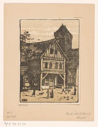 Casa de madeira e torre de pedra