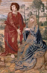 tapeçaria flamenga. Série Dais de Charles V (Baldachin de Margaret da Áustria). Cristo da Misericórdia (Cristo de la Misericordia). Painel de tapeçaria atrás do estrado. Modelo Bernard van Orley (1491-1542). Manufatura Pieter de Pannemaker, Bruxelas. 1518-