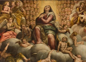 Apse, Altarpiece de Bernardino Gatti chamado Il Sojaro completado por Giovanni Battista Trotti chamado IL Malosso, Assunção da Virgem