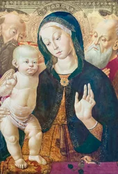 A Virgem e o Menino com Dois Santos, c.1500 (óleo sobre painel)