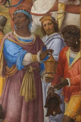 Detalhe da Adoração dos Três Reis Magos, Presbitério ou Capela Principal (fresco)