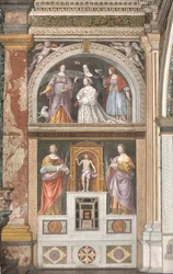 Ippolita Sforza com Santa Agnes e Santa Catarina e abaixo de Santa Apolónia e Santa Lúcia, c.1522-25 (fresco) (detalhe de 3497192)