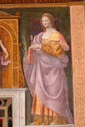 Santa Luzia, fresco de Bernardino Luini na igreja de São Maurício do Mosteiro Maior, Milão, Lombardia, Itália
