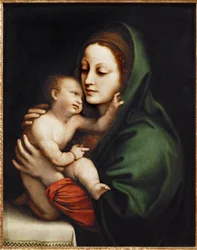 Santa Maria e o menino, fragmento de uma apresentação no templo (pintura sobre madeira)